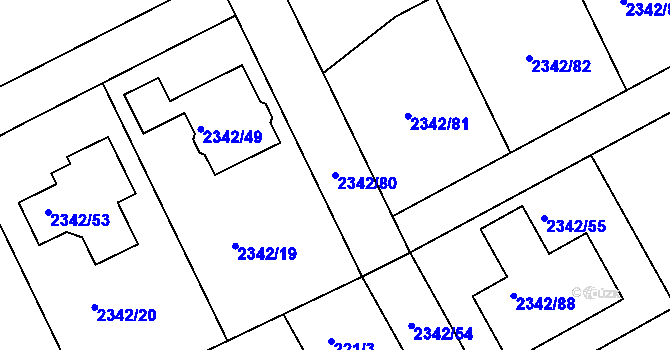 Parcela st. 2342/80 v KÚ Lipence, Katastrální mapa