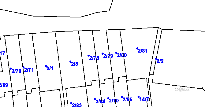 Parcela st. 2/79 v KÚ Lipence, Katastrální mapa