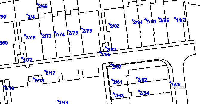 Parcela st. 2/86 v KÚ Lipence, Katastrální mapa