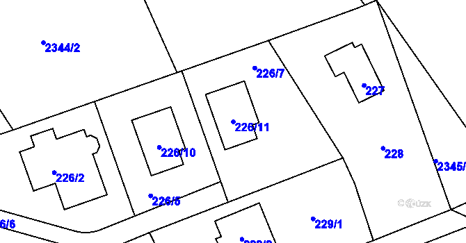 Parcela st. 226/11 v KÚ Lipence, Katastrální mapa