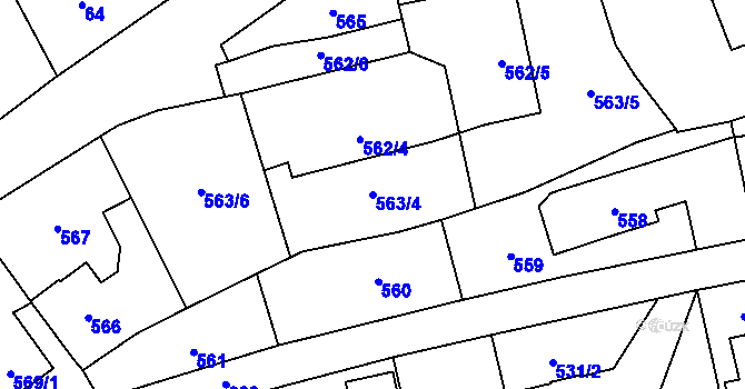 Parcela st. 563/4 v KÚ Lipence, Katastrální mapa