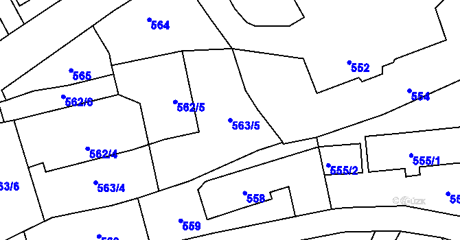 Parcela st. 563/5 v KÚ Lipence, Katastrální mapa