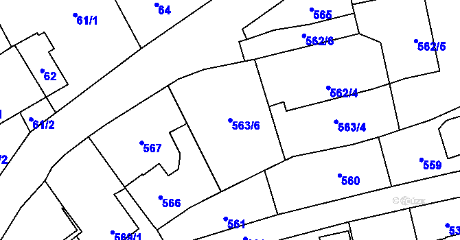 Parcela st. 563/6 v KÚ Lipence, Katastrální mapa