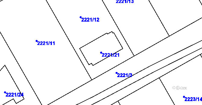 Parcela st. 2221/21 v KÚ Lipence, Katastrální mapa