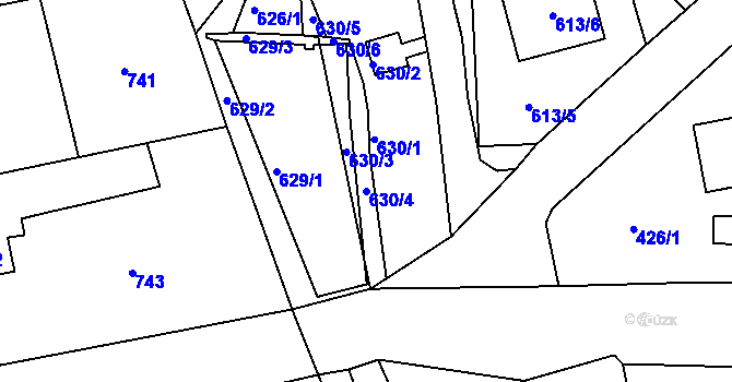 Parcela st. 630/4 v KÚ Lipence, Katastrální mapa