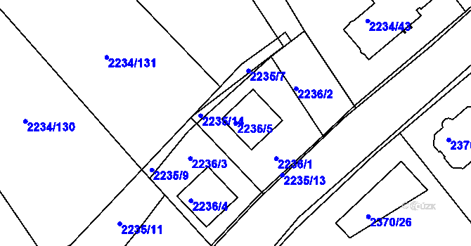 Parcela st. 2236/5 v KÚ Lipence, Katastrální mapa