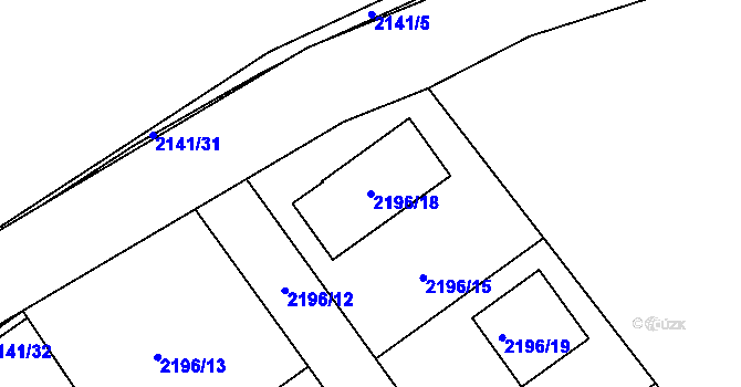 Parcela st. 2196/18 v KÚ Lipence, Katastrální mapa