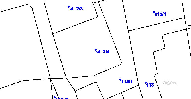 Parcela st. 2/4 v KÚ Lipenec, Katastrální mapa