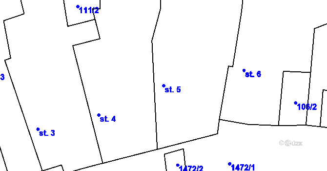 Parcela st. 5 v KÚ Lipenec, Katastrální mapa