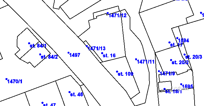 Parcela st. 16 v KÚ Lipenec, Katastrální mapa