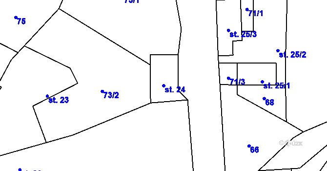 Parcela st. 24 v KÚ Lipenec, Katastrální mapa
