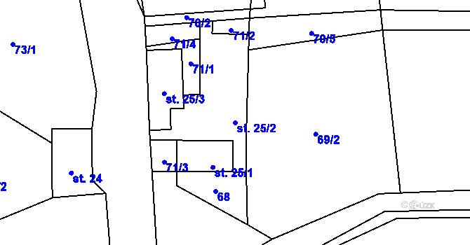 Parcela st. 25/2 v KÚ Lipenec, Katastrální mapa