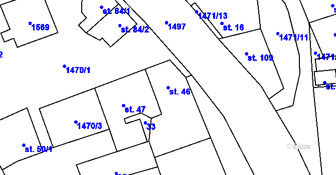 Parcela st. 46 v KÚ Lipenec, Katastrální mapa