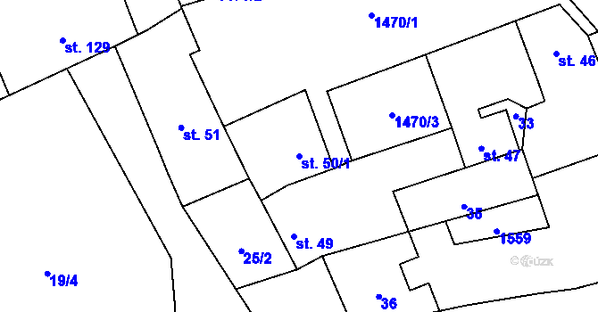 Parcela st. 50/1 v KÚ Lipenec, Katastrální mapa