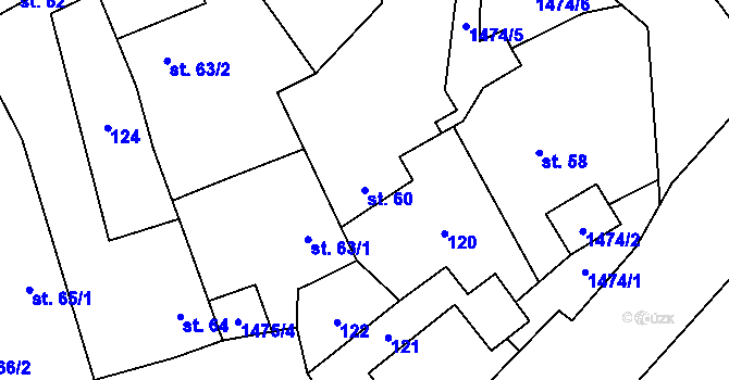 Parcela st. 60 v KÚ Lipenec, Katastrální mapa