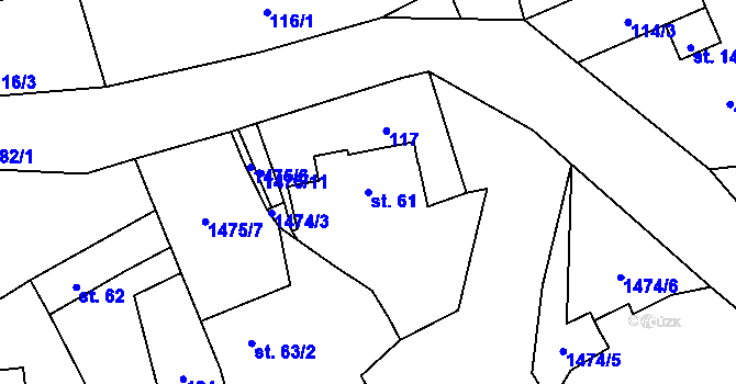 Parcela st. 61 v KÚ Lipenec, Katastrální mapa