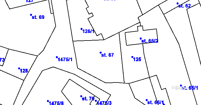 Parcela st. 67 v KÚ Lipenec, Katastrální mapa