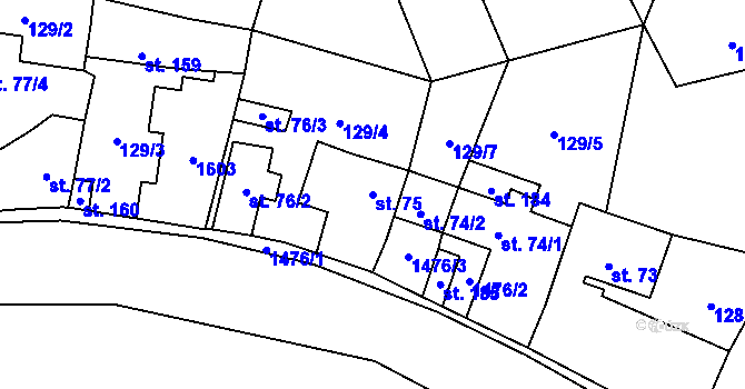 Parcela st. 75 v KÚ Lipenec, Katastrální mapa