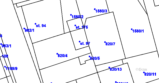 Parcela st. 97 v KÚ Lipenec, Katastrální mapa