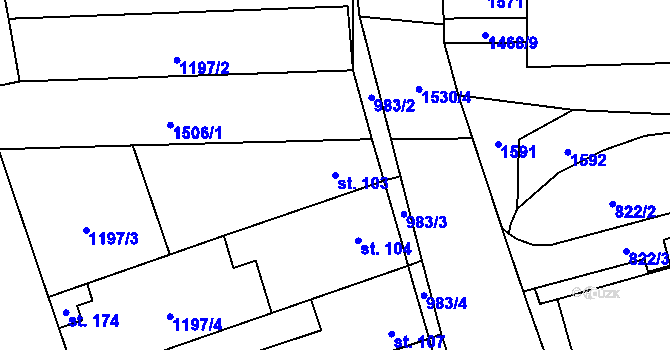 Parcela st. 103 v KÚ Lipenec, Katastrální mapa