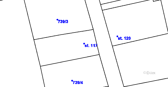 Parcela st. 117 v KÚ Lipenec, Katastrální mapa