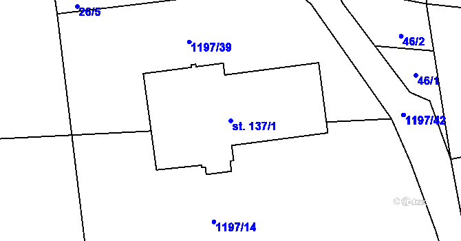 Parcela st. 137/1 v KÚ Lipenec, Katastrální mapa