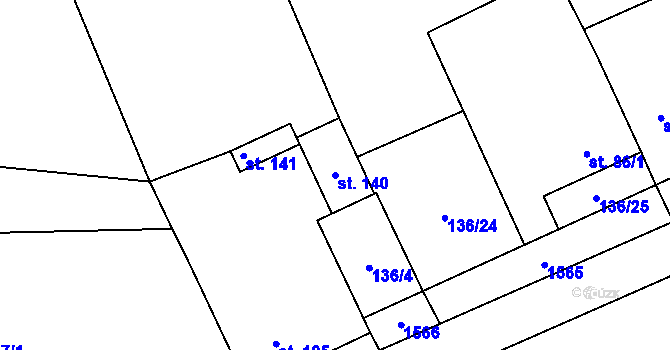 Parcela st. 140 v KÚ Lipenec, Katastrální mapa