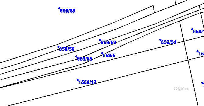 Parcela st. 659/5 v KÚ Lipenec, Katastrální mapa