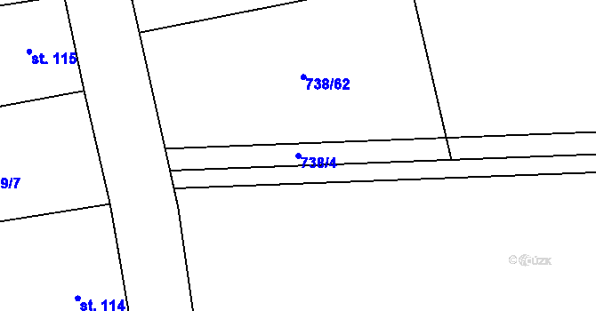 Parcela st. 738/4 v KÚ Lipenec, Katastrální mapa