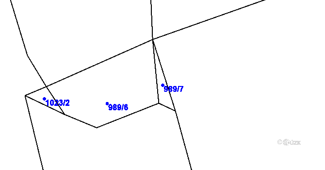 Parcela st. 989/7 v KÚ Lipenec, Katastrální mapa