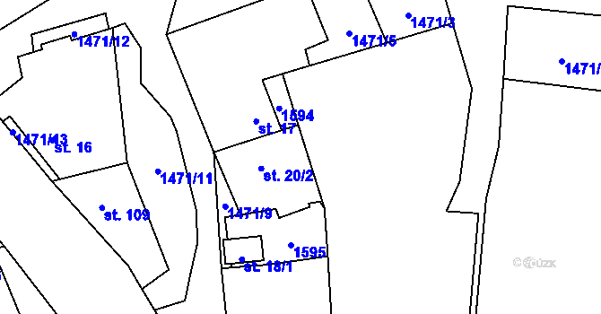 Parcela st. 20/3 v KÚ Lipenec, Katastrální mapa