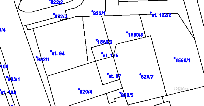 Parcela st. 175 v KÚ Lipenec, Katastrální mapa