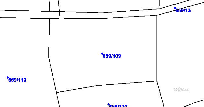 Parcela st. 659/109 v KÚ Lipenec, Katastrální mapa