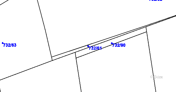 Parcela st. 732/61 v KÚ Lipenec, Katastrální mapa