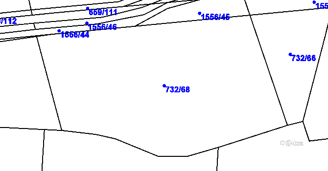Parcela st. 732/68 v KÚ Lipenec, Katastrální mapa