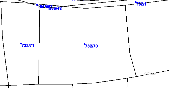 Parcela st. 732/70 v KÚ Lipenec, Katastrální mapa