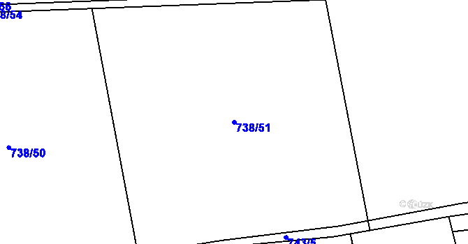 Parcela st. 738/51 v KÚ Lipenec, Katastrální mapa