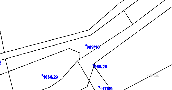 Parcela st. 989/16 v KÚ Lipenec, Katastrální mapa