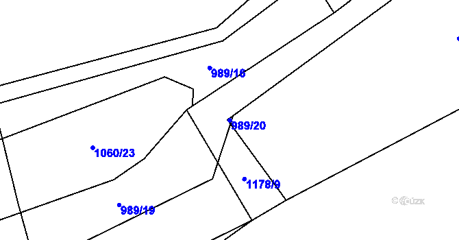 Parcela st. 989/20 v KÚ Lipenec, Katastrální mapa