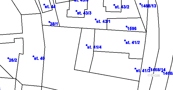 Parcela st. 41/4 v KÚ Lipenec, Katastrální mapa