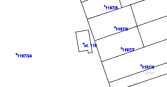 Parcela st. 178 v KÚ Lipenec, Katastrální mapa