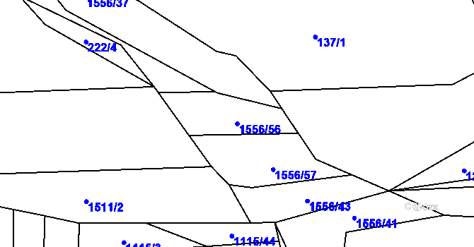 Parcela st. 1556/56 v KÚ Lipenec, Katastrální mapa