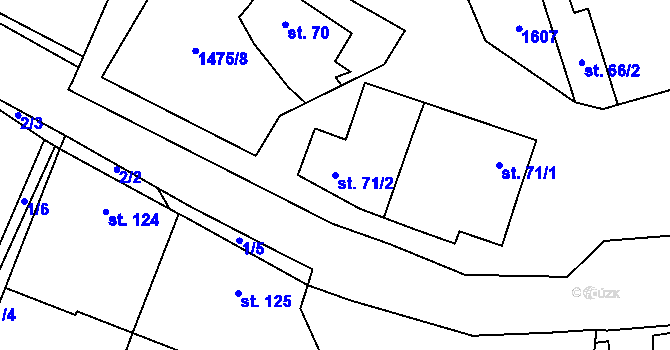 Parcela st. 71/2 v KÚ Lipenec, Katastrální mapa