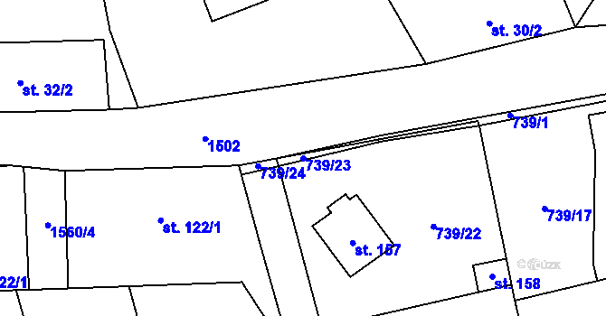 Parcela st. 739/23 v KÚ Lipenec, Katastrální mapa