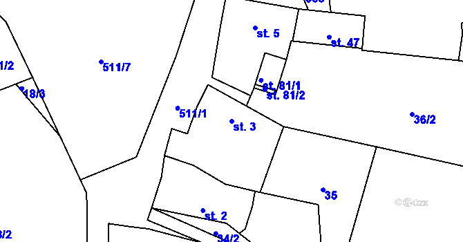 Parcela st. 3 v KÚ Habří u Lipí, Katastrální mapa