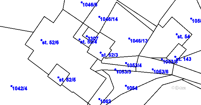 Parcela st. 52/3 v KÚ Kaliště u Lipí, Katastrální mapa
