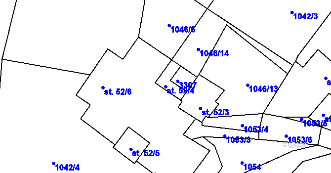 Parcela st. 52/4 v KÚ Kaliště u Lipí, Katastrální mapa
