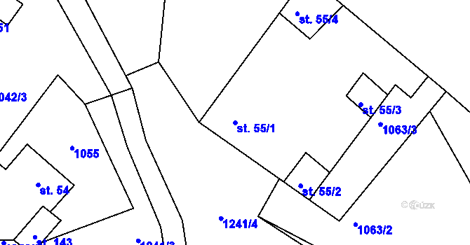 Parcela st. 55/1 v KÚ Kaliště u Lipí, Katastrální mapa