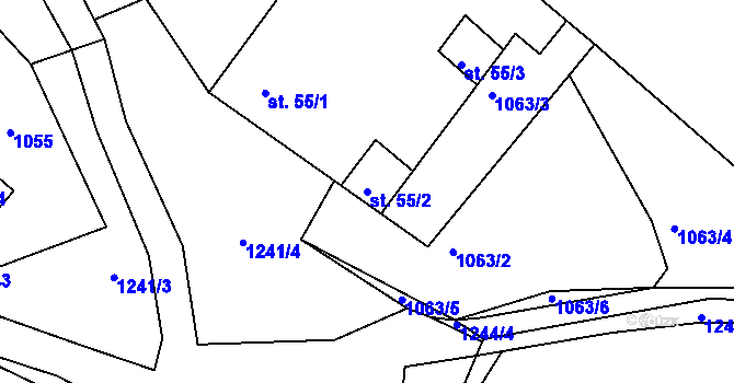 Parcela st. 55/2 v KÚ Kaliště u Lipí, Katastrální mapa