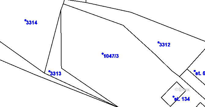 Parcela st. 1047/3 v KÚ Kaliště u Lipí, Katastrální mapa